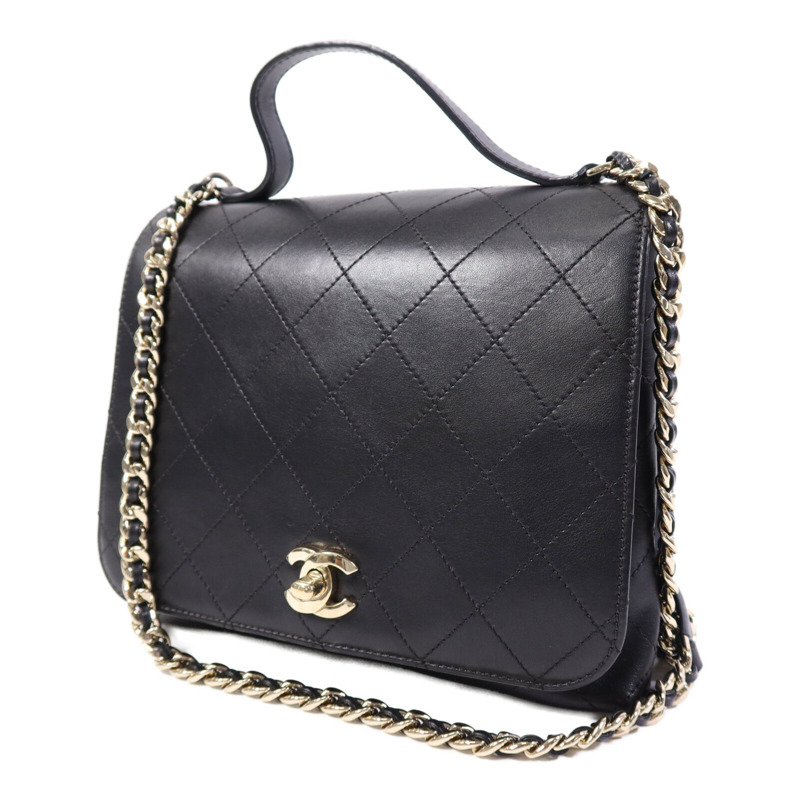 CHANEL 羊皮皮革Chain Shoulder Bag金扣鏈帶肩背袋-2