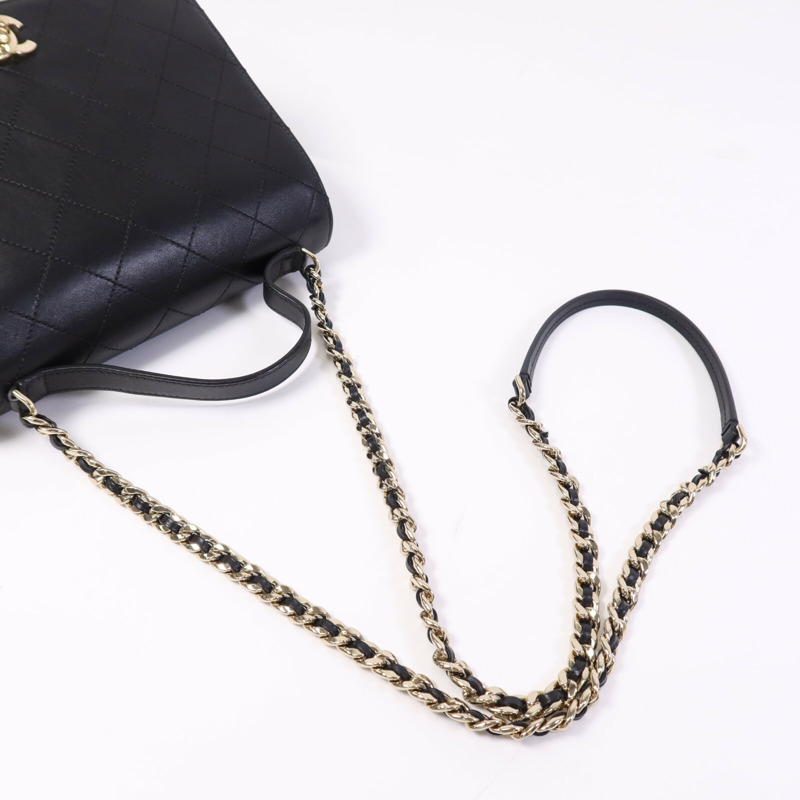 CHANEL 羊皮皮革Chain Shoulder Bag金扣鏈帶肩背袋-9
