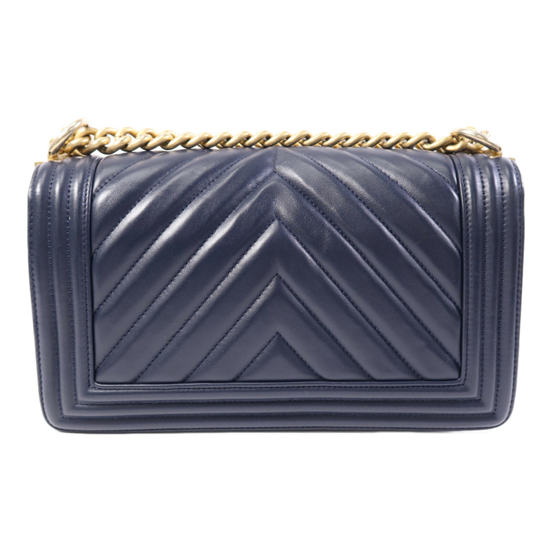 CHANEL 羊皮皮革Boy 25金扣鏈帶肩背袋-1