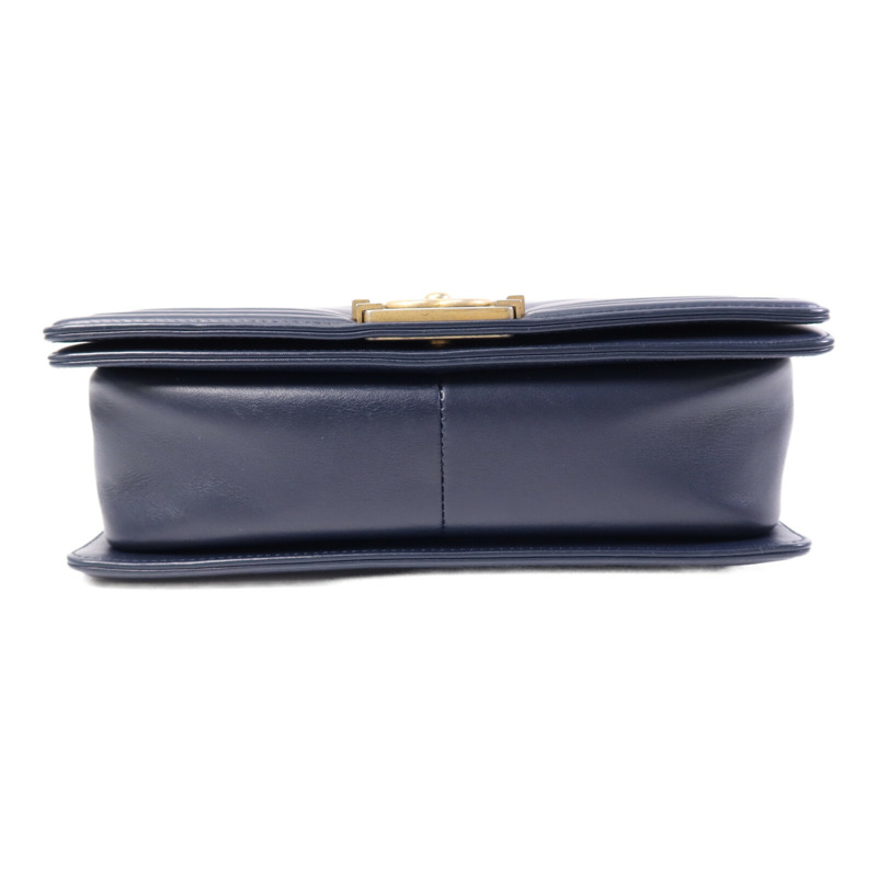 CHANEL 羊皮皮革Boy 25金扣鏈帶肩背袋-3