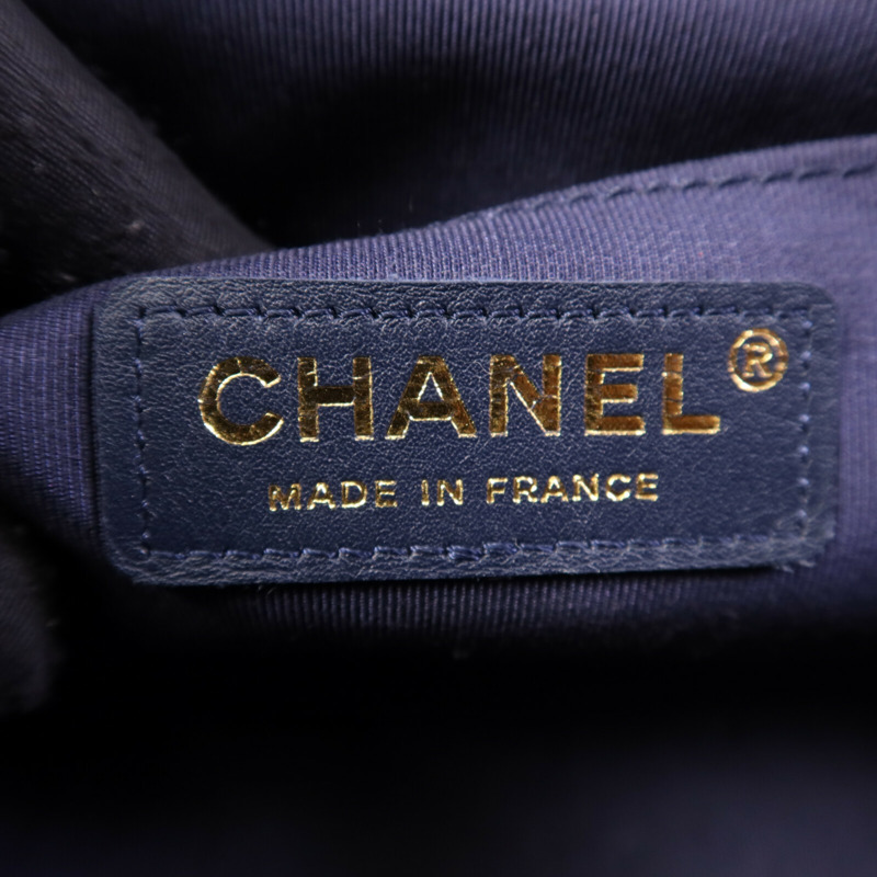 CHANEL 羊皮皮革Boy 25金扣鏈帶肩背袋-12