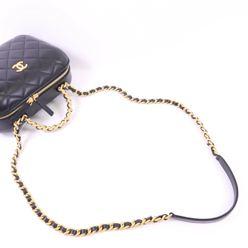 CHANEL 牛皮皮革CC Bubble Top Handle Vanity Case金扣手挽肩背兩用袋-4