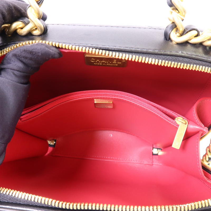 CHANEL 牛皮皮革CC Bubble Top Handle Vanity Case金扣手挽肩背兩用袋-5