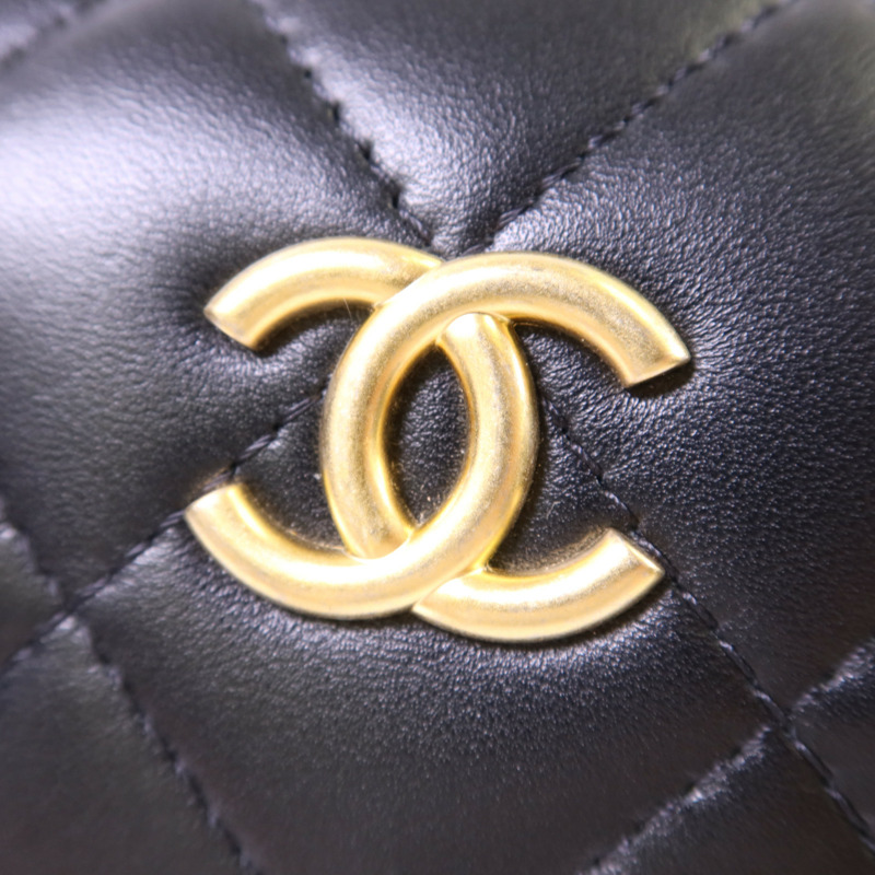 CHANEL 牛皮皮革CC Bubble Top Handle Vanity Case金扣手挽肩背兩用袋-9