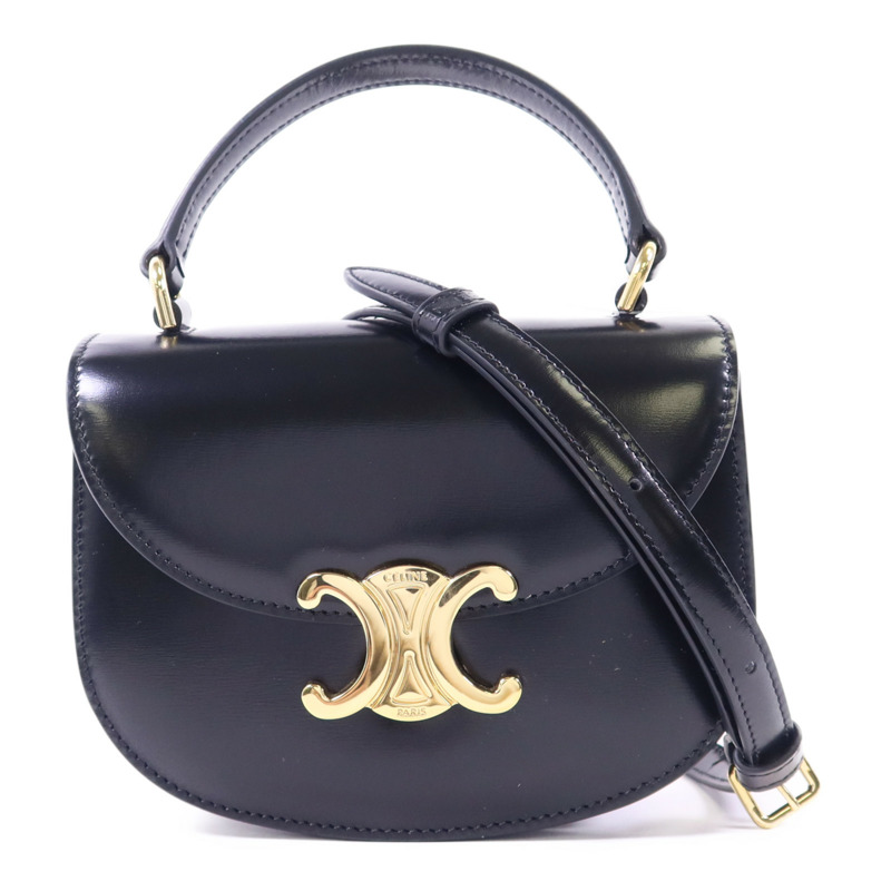 CELINE 牛皮皮革Mini Besace Clea金扣手挽肩背兩用袋-0