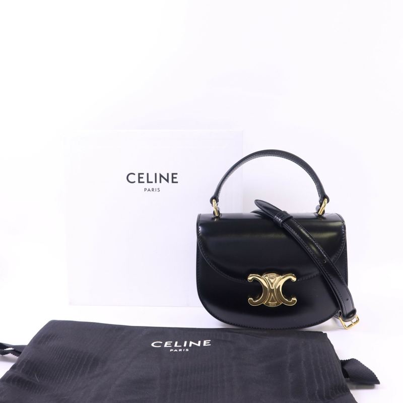 CELINE 牛皮皮革Mini Besace Clea金扣手挽肩背兩用袋-18