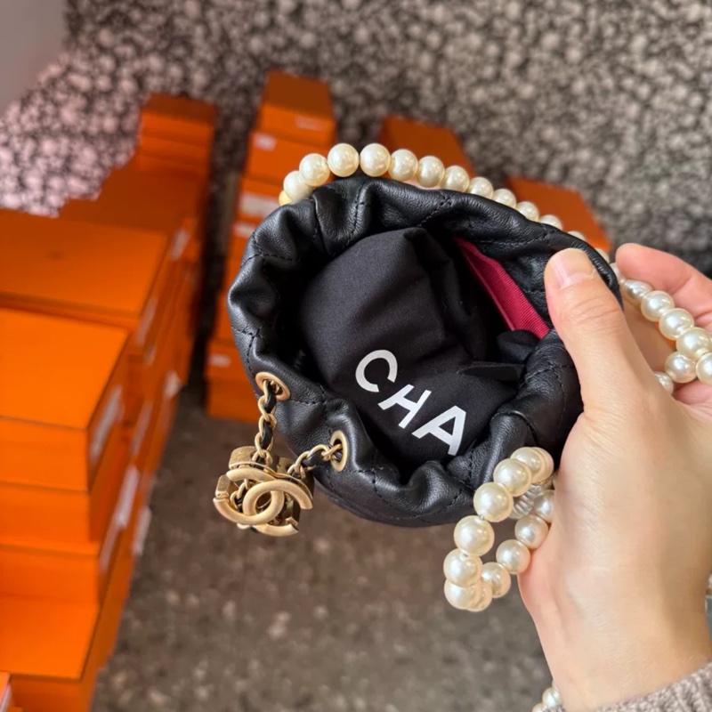 Chanel 黑金水桶 珍珠鏈條 31開-2