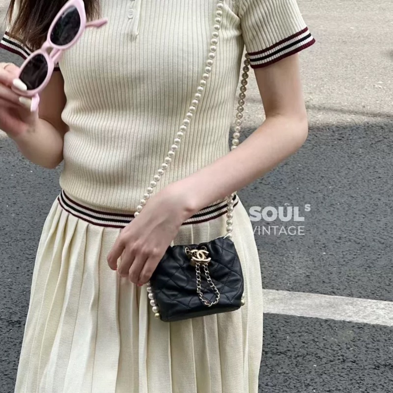 Chanel 黑金水桶 珍珠鏈條 31開-4