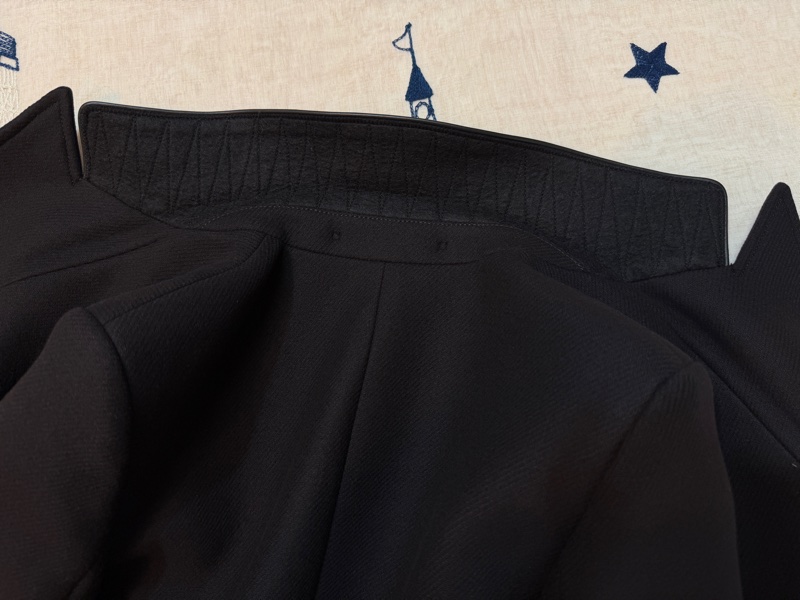 BURBERRY英國墨黑色皮飾羊毛量裁大衣UK4-9