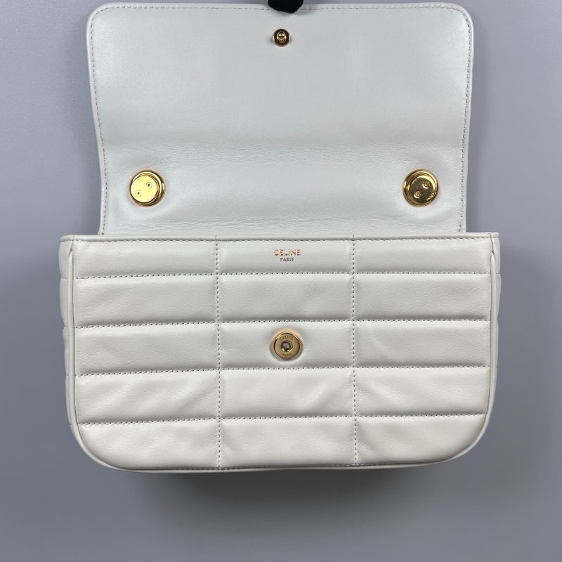 CELINE  白色格紋LOGO金鍊包-5