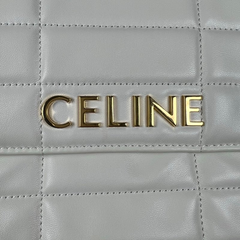 CELINE  白色格紋LOGO金鍊包-8