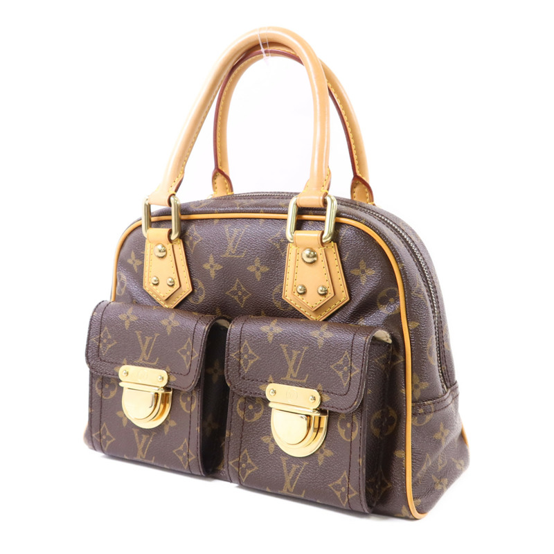 LOUIS VUITTON Monogram Manhattan PM金扣手挽袋棕色-2