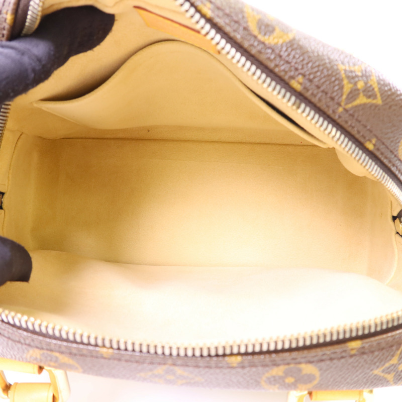 LOUIS VUITTON Monogram Manhattan PM金扣手挽袋棕色-5