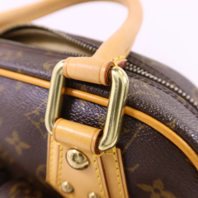 LOUIS VUITTON Monogram Manhattan PM金扣手挽袋棕色-8