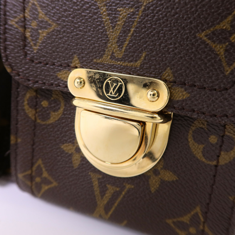 LOUIS VUITTON Monogram Manhattan PM金扣手挽袋棕色-9