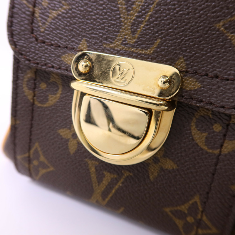 LOUIS VUITTON Monogram Manhattan PM金扣手挽袋棕色-10