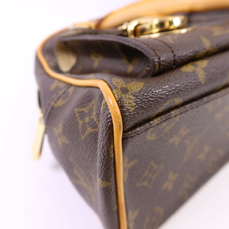LOUIS VUITTON Monogram Manhattan PM金扣手挽袋棕色-13