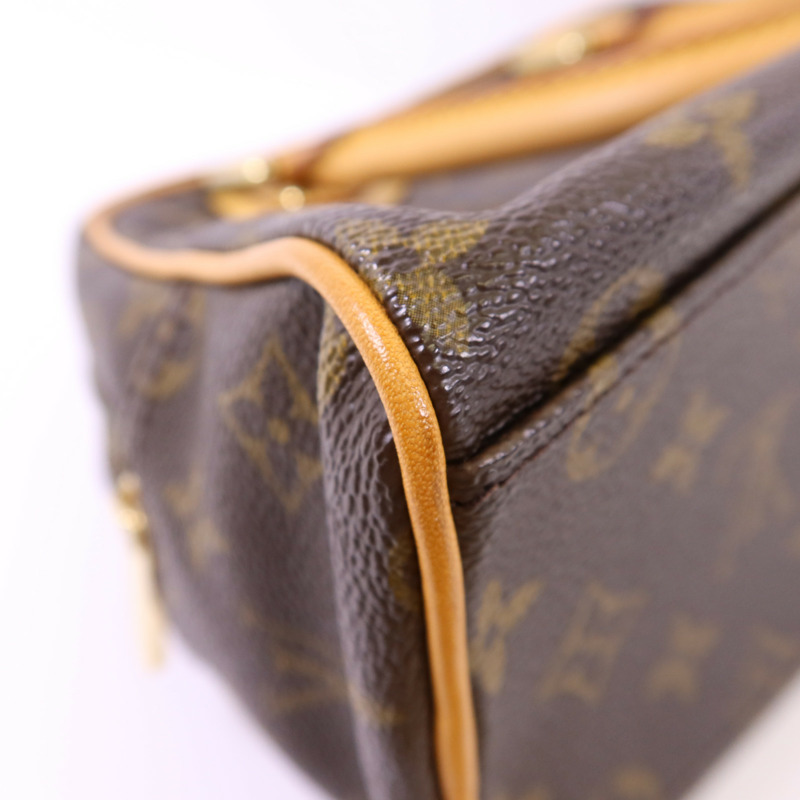 LOUIS VUITTON Monogram Manhattan PM金扣手挽袋棕色-15