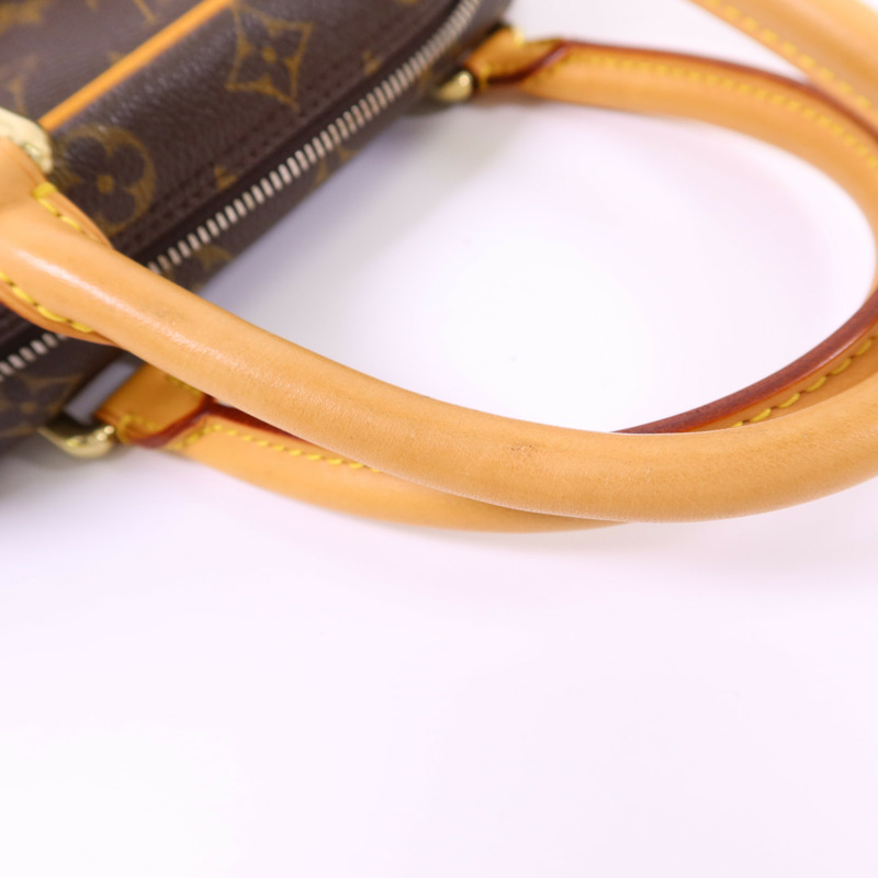 LOUIS VUITTON Monogram Manhattan PM金扣手挽袋棕色-17