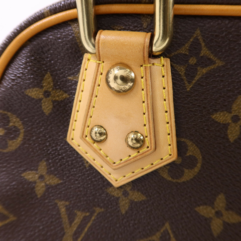LOUIS VUITTON Monogram Manhattan PM金扣手挽袋棕色-18