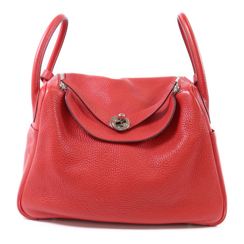 HERMES Clemence皮革Lindy 30銀扣手挽肩背兩用袋Rose Jaipur