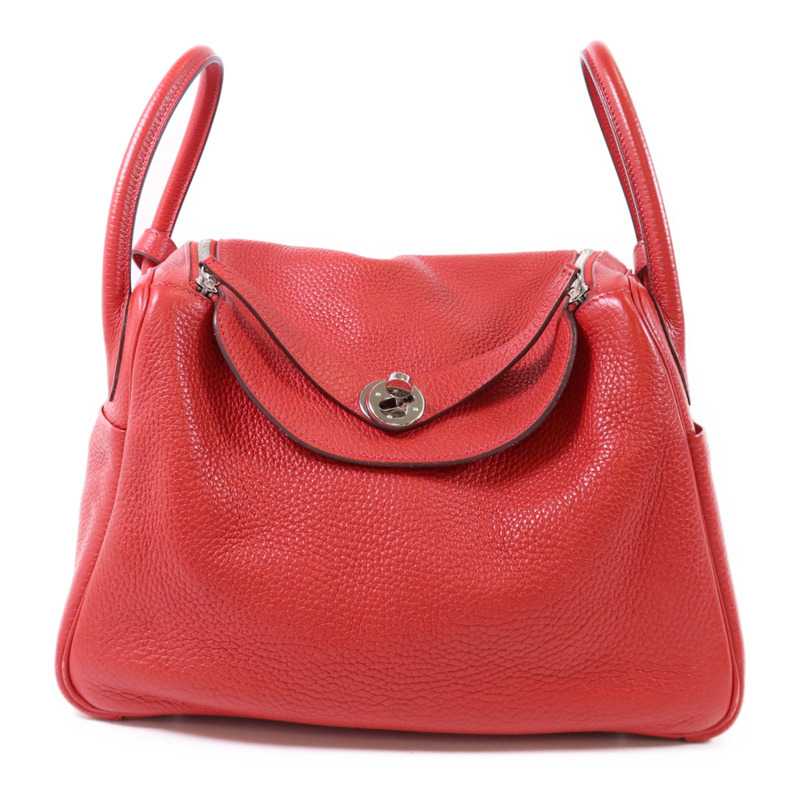 HERMES Clemence皮革Lindy 30銀扣手挽肩背兩用袋Rose Jaipur-0