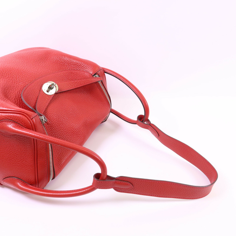 HERMES Clemence皮革Lindy 30銀扣手挽肩背兩用袋Rose Jaipur-4