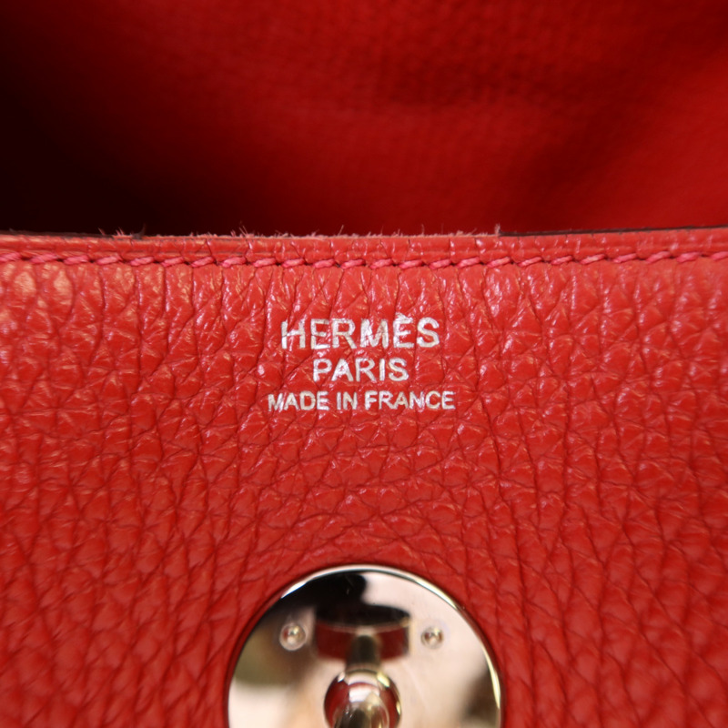 HERMES Clemence皮革Lindy 30銀扣手挽肩背兩用袋Rose Jaipur-6
