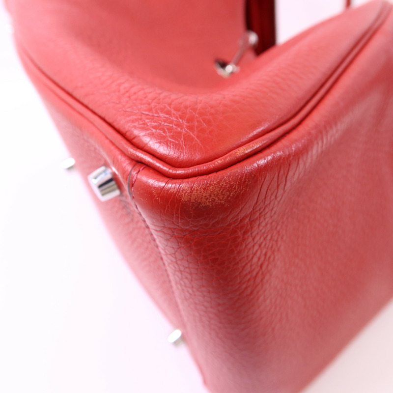 HERMES Clemence皮革Lindy 30銀扣手挽肩背兩用袋Rose Jaipur-10