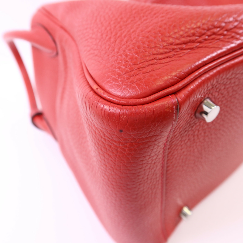 HERMES Clemence皮革Lindy 30銀扣手挽肩背兩用袋Rose Jaipur-11