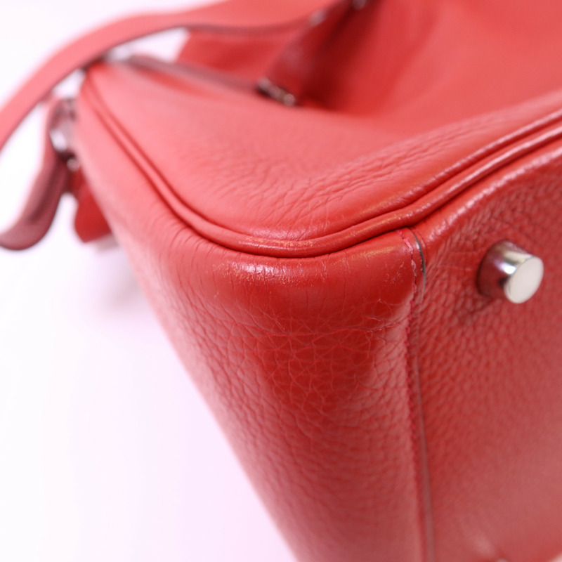HERMES Clemence皮革Lindy 30銀扣手挽肩背兩用袋Rose Jaipur-13