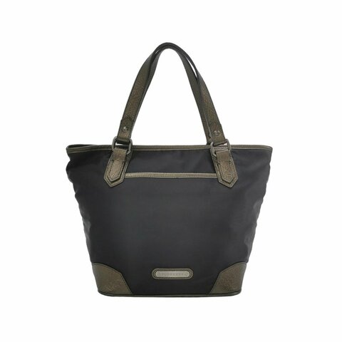 Burberry牛皮尼龍布拼色字母Logo徽標手提包