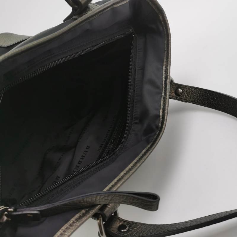Burberry牛皮尼龍布拼色字母Logo徽標手提包-6