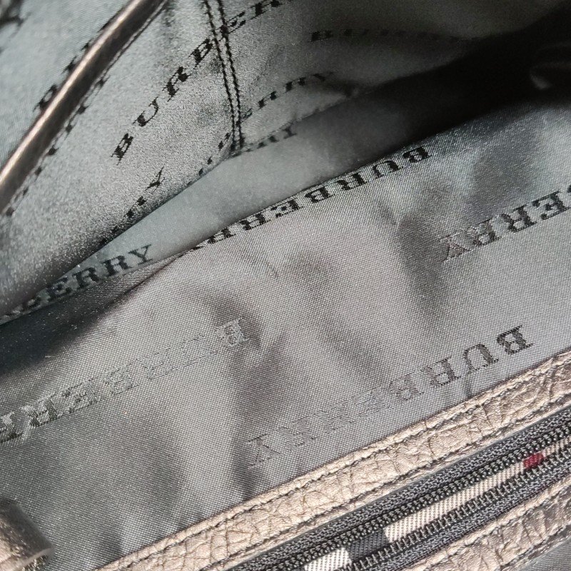 Burberry牛皮尼龍布拼色字母Logo徽標手提包-7