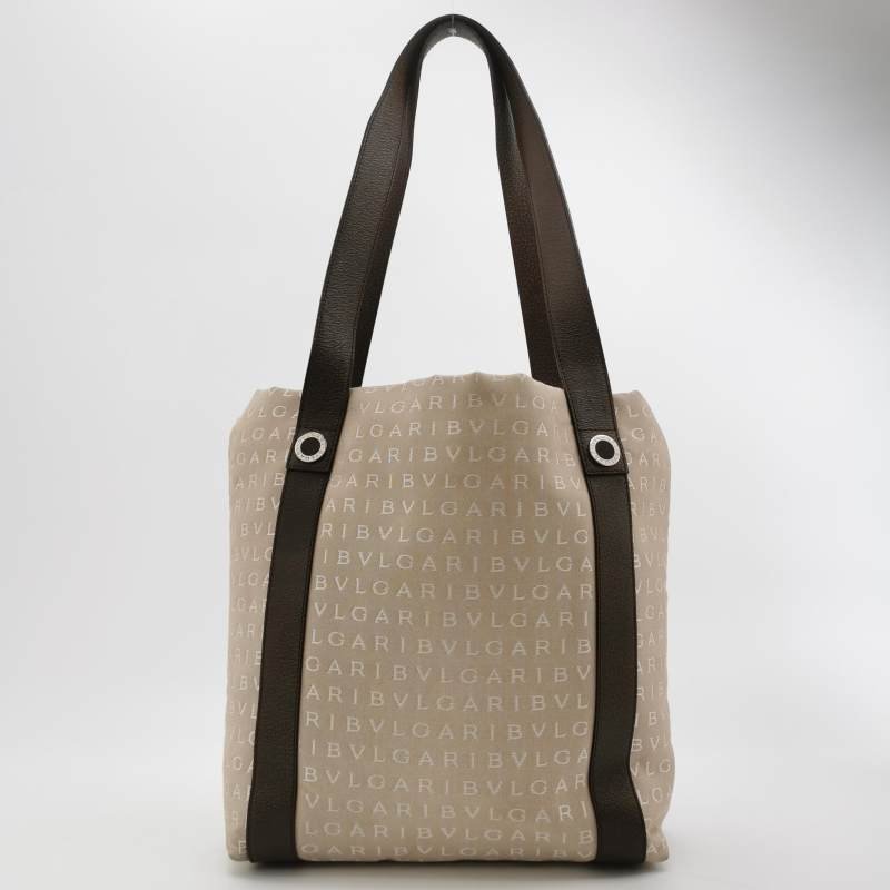 Bvlgari牛皮帆布拼色字母logo子母包單肩包-2