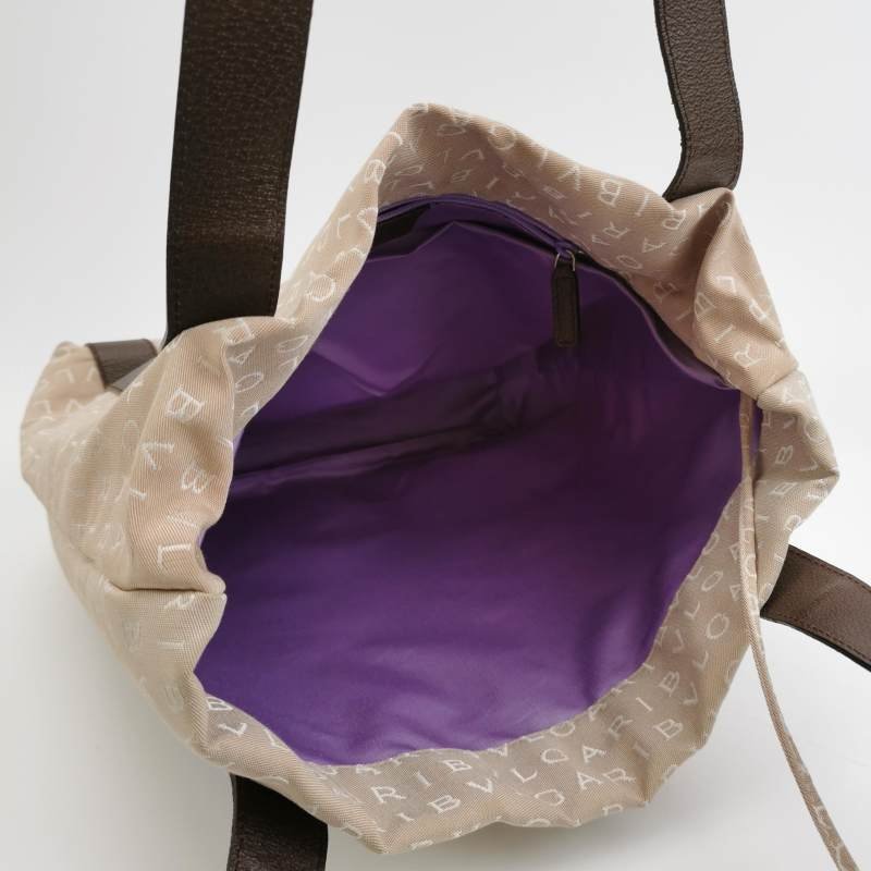 Bvlgari牛皮帆布拼色字母logo子母包單肩包-7