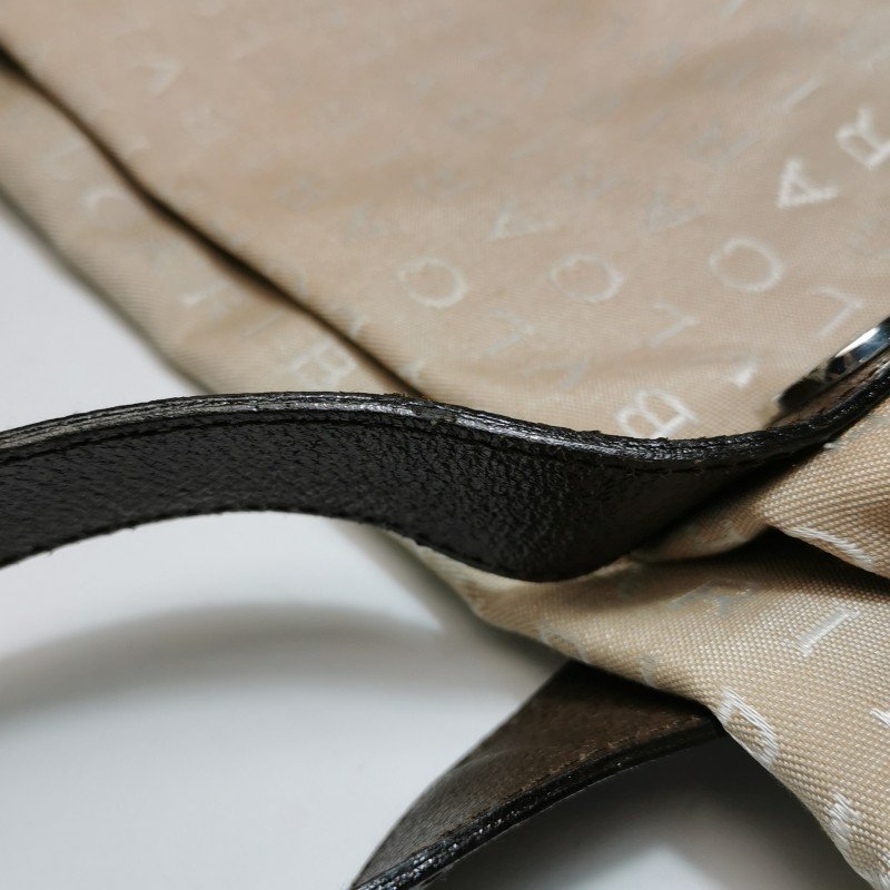 Bvlgari牛皮帆布拼色字母logo子母包單肩包-13