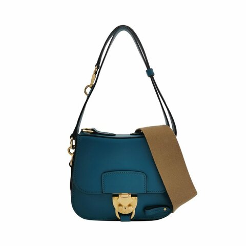 Miu Miu牛皮純色金屬鎖扣翻蓋斜挎包單肩包