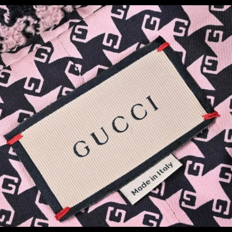 GUCCI 粉色千鳥格紋外套-8