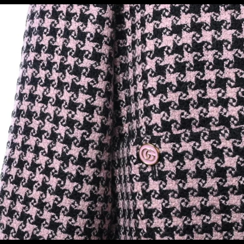 GUCCI 粉色千鳥格紋外套-11