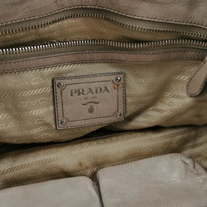 Prada Gaufre羊皮拼色漸變字母logo褶皺手提包-7