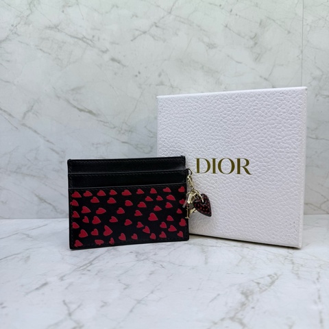 DIOR LADY DIOR SMAL愛心皮革黑卡夾
