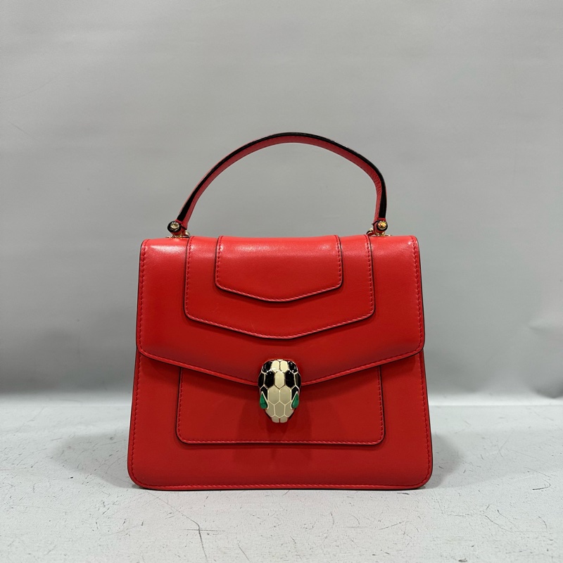 Bvlgari 櫻桃牛皮蛇頭凱莉包 Kelly 斜背包-0