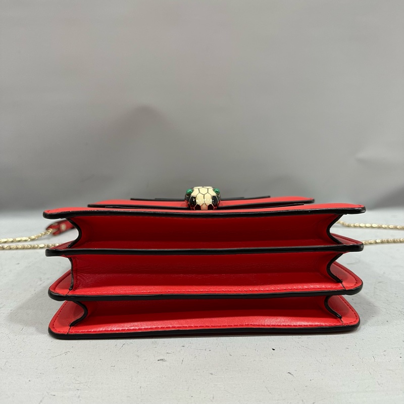 Bvlgari 櫻桃牛皮蛇頭凱莉包 Kelly 斜背包-4