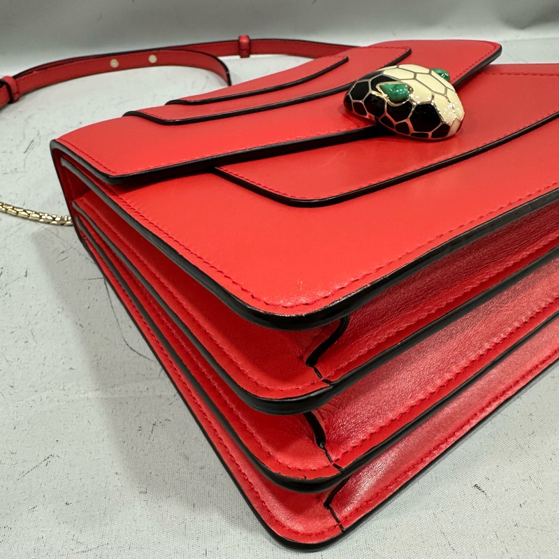 Bvlgari 櫻桃牛皮蛇頭凱莉包 Kelly 斜背包-6