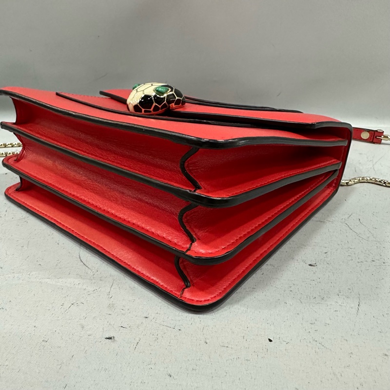 Bvlgari 櫻桃牛皮蛇頭凱莉包 Kelly 斜背包-7