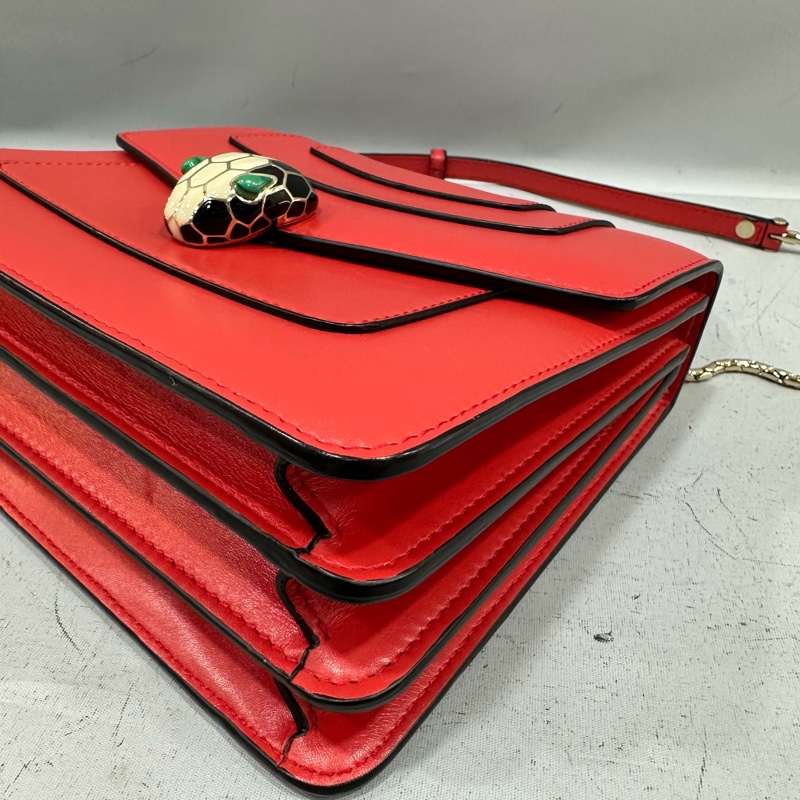 Bvlgari 櫻桃牛皮蛇頭凱莉包 Kelly 斜背包-8