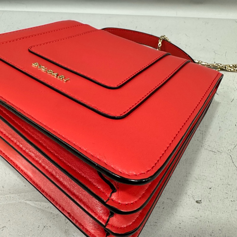 Bvlgari 櫻桃牛皮蛇頭凱莉包 Kelly 斜背包-10