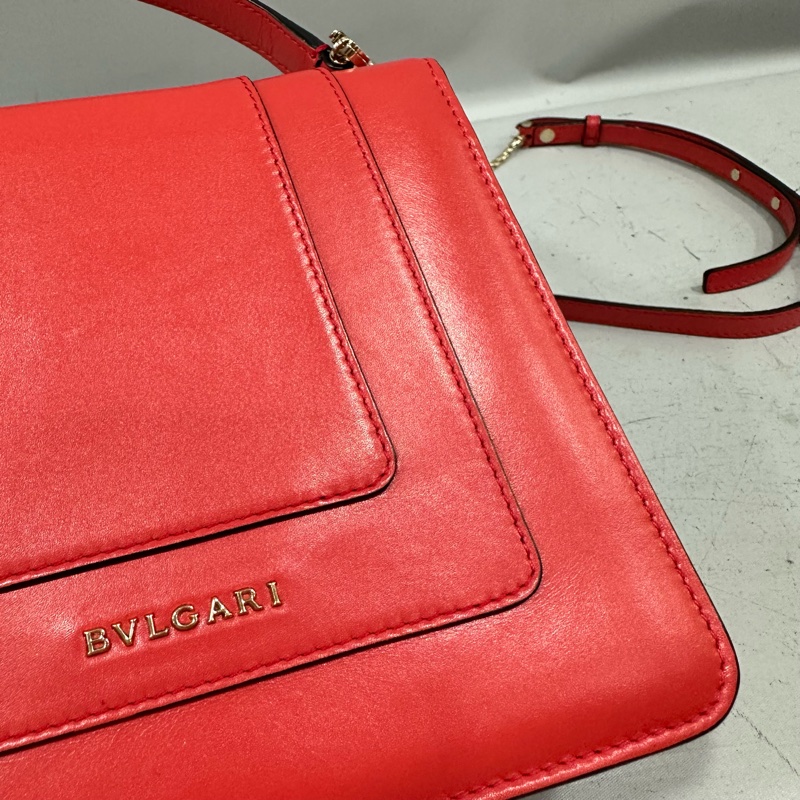 Bvlgari 櫻桃牛皮蛇頭凱莉包 Kelly 斜背包-14