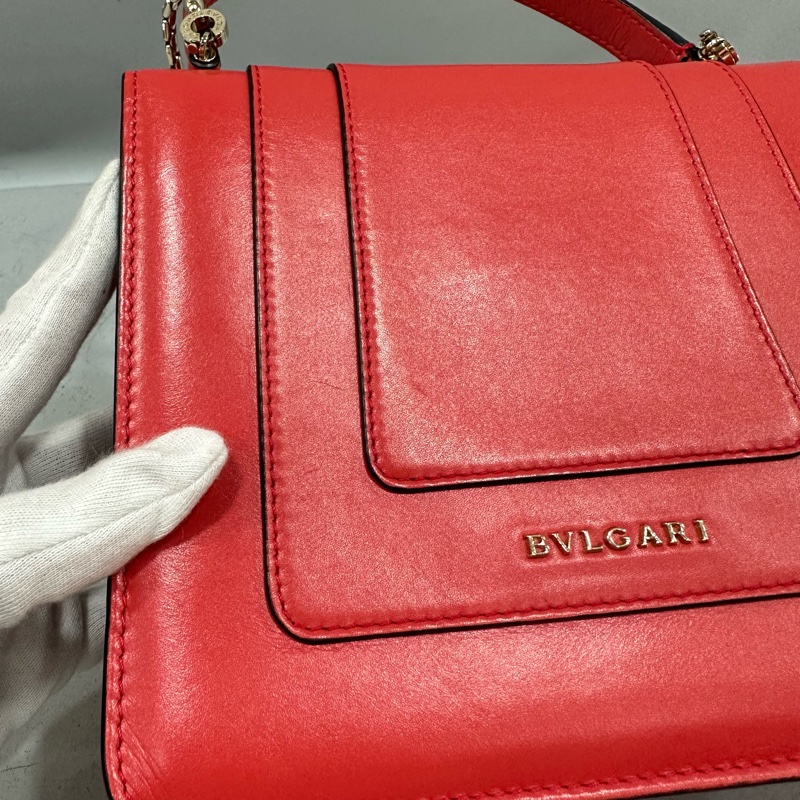 Bvlgari 櫻桃牛皮蛇頭凱莉包 Kelly 斜背包-15